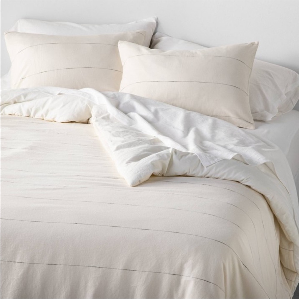 3pc NWT Hearth and Hand Thin Stripe Duvet and Shams